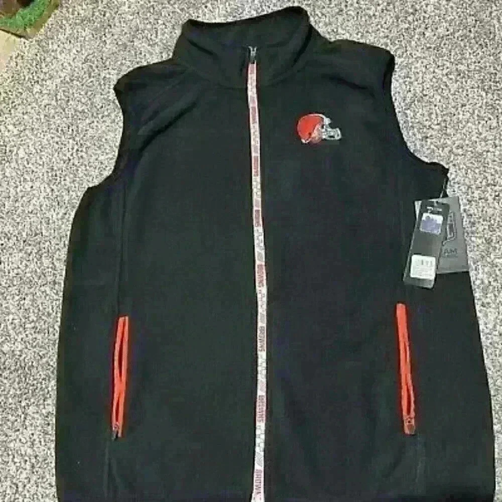 Cleveland Browns Full-Zip Fleece Vest Mens M Black NFL Collection Retail Is $95*